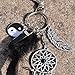 Dremisland keychain keyring natural opal stone dreamcatcher keyring fashion silver boho ornament feather keychainvv (Black)