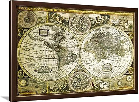 World Map-Historical Brown Framed Poster 26x38 in