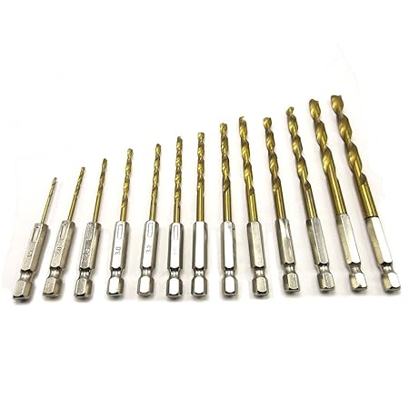 Generic Drill Bits13pcs 1.5-6.5mm Hexagonal Screw Drills Power Tools Woodworking Tools High Speed Steel 1/4" Hex Shank Drill Bit Set