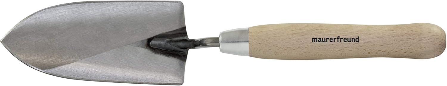 maurerfreund | Blumenkelle mit langem Griff | Gartenarbeit | hochwertiger Kohlenstoffstahl | Buchenholzgriff | Gartenwerkzeug | 270 Gramm | Made in Germany