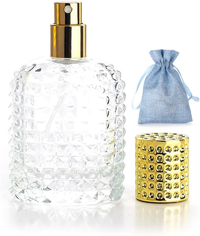 JJKMALL- 50ml Refillable Clear Glass Fine Mist Spray Scent Aftershave Perfume Bottle Empty Atomizer Bottle Makeup Tool 1pc free Funnel Filler 1PC Free 3ml dropper 1pc free Storage bag