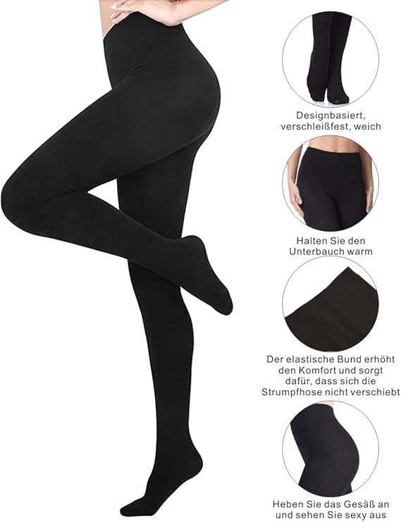 Vertvie 1//3//5er Pack Damen Thermo Strumpfhose Leggings mit Innenfleece f/ür Herbst Winter Super Strech Warm Blickdichte Leggins