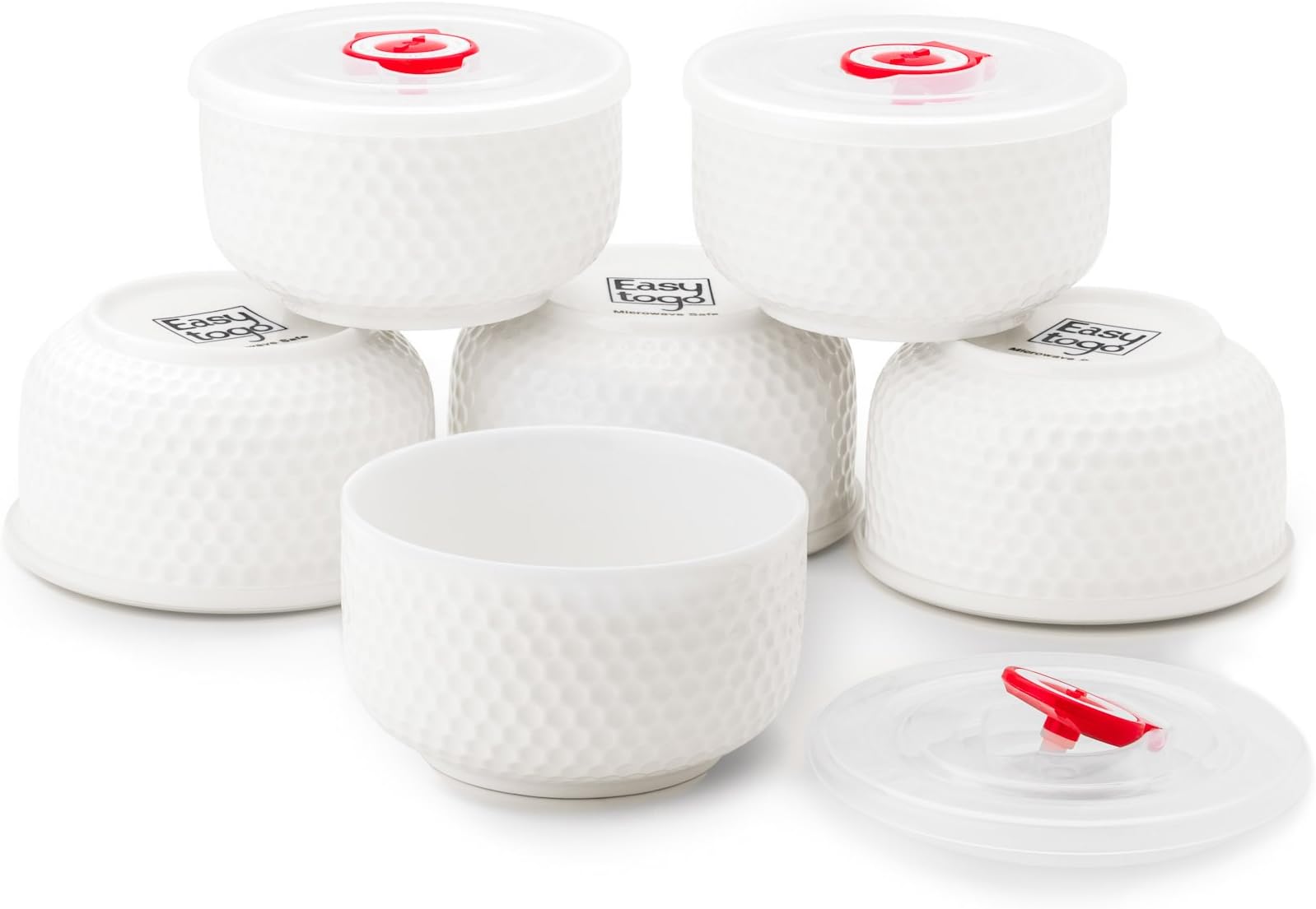 Ceramic Bowls (Set of 6 x 12oz Bowls) โ Fun Design Assorted Sizes of China Bowl โ Dishwasher & Microwave Safe Ceramic Bowl Set โ Easy to Clean Kitchen Bowls Set - Mix Match Dishes Ceramic Houseware
