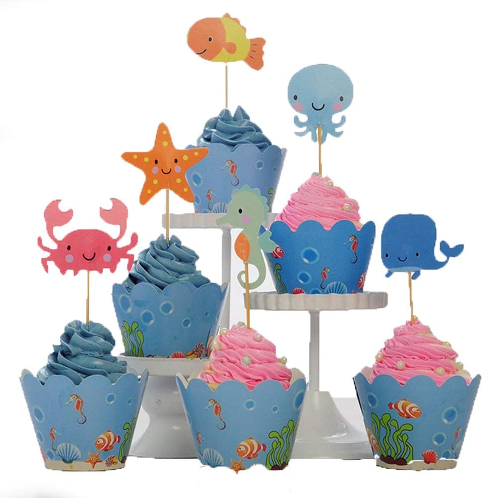 24 Pcs Ocean Sea Animal Cupcake Toppers Underwater World Decor Cake Topper Picks Under The Sea Decorations For Kids Boys Girls Baby Friends Birthday Anniversary Themed Party Supplies Amazon Co Uk Toys Games