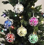 6pk 80mm Shatterproof Assorted Swirling Ball Ornaments
