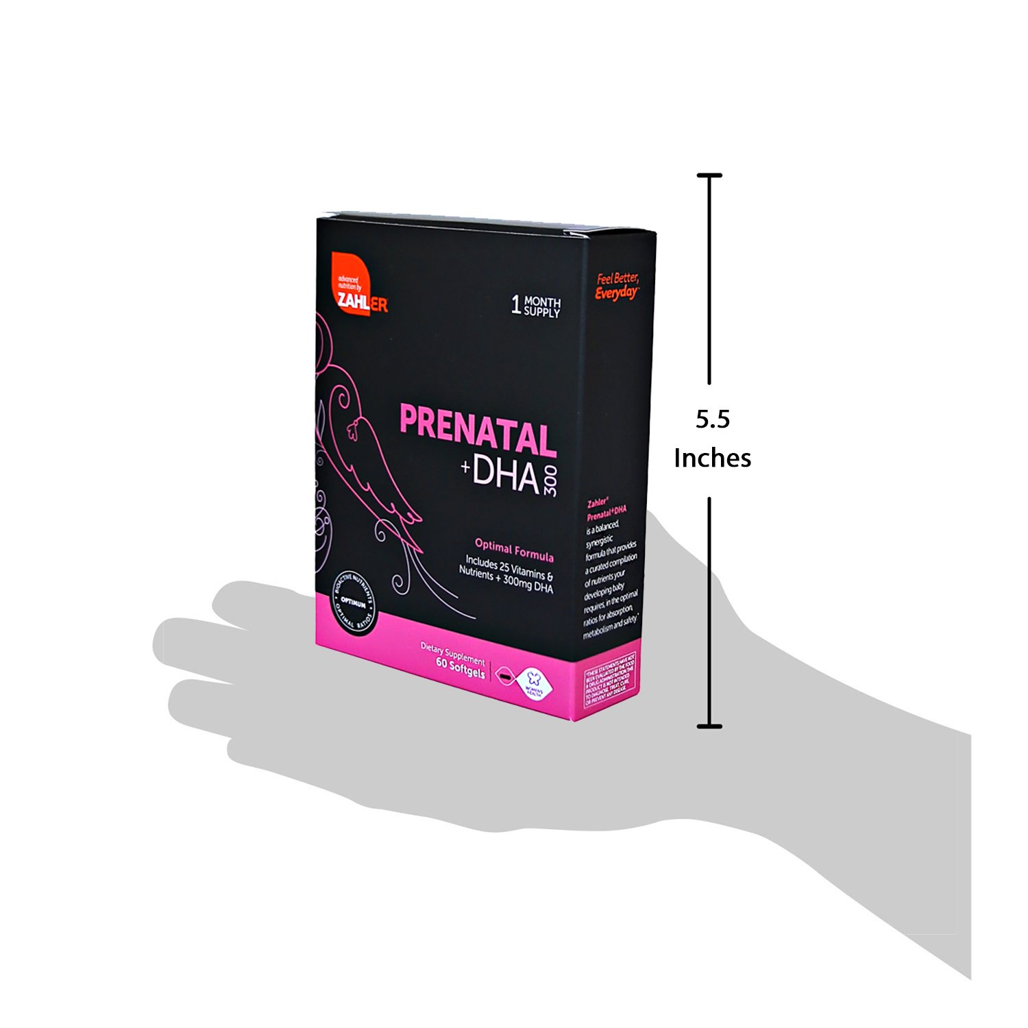 Zahler Prenatal DHA, Premium Prenatal Vitamins for Mother and Child, Prenatal with DHA supports brain development in babies, Certified Kosher (60 Count)