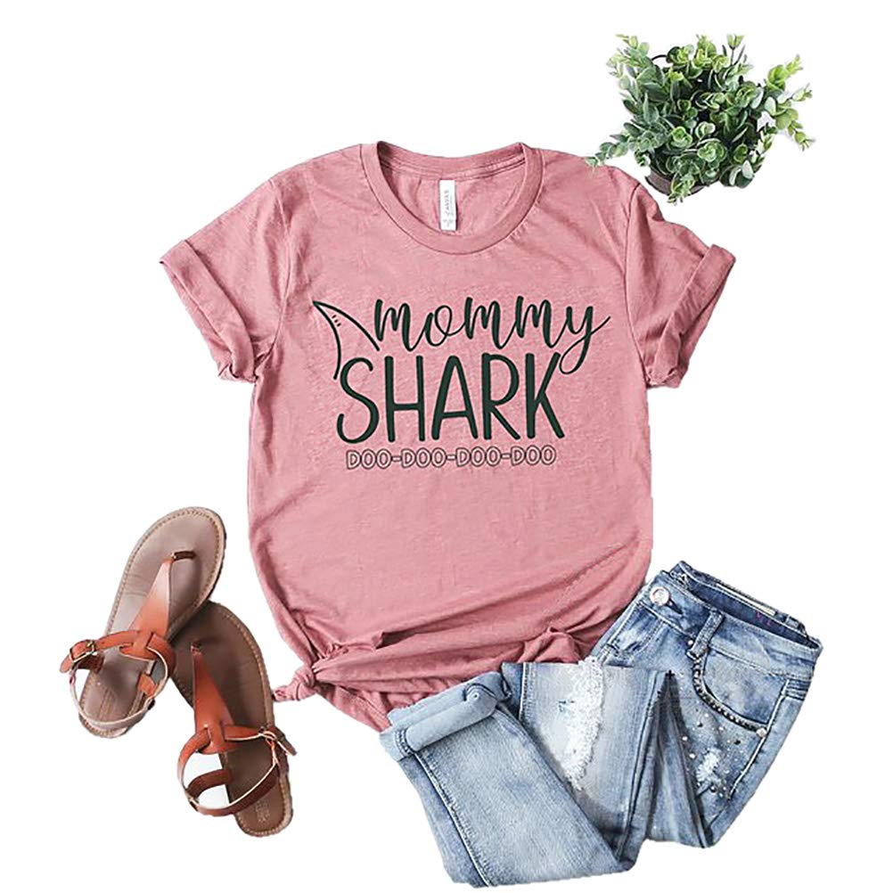 xiangliood Cute Mommy Shark Doo Doo Graphic Short Sleeve T Shirt Tee Gift for Mom Mother
