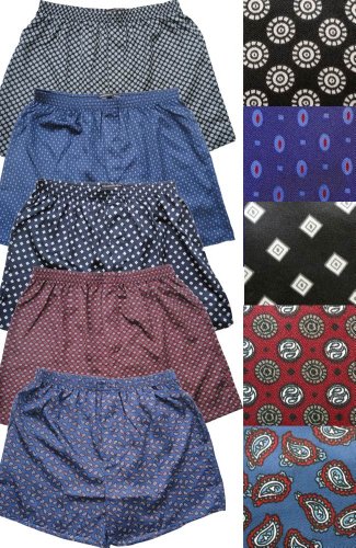 Alexander Del Rossa Mens Satin Boxer Shorts Printed Underwear