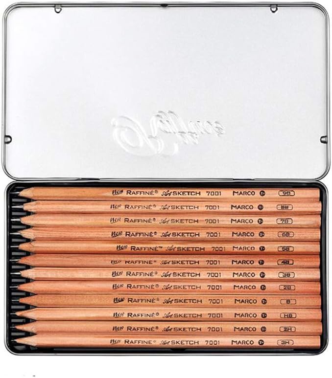 Artist Sketch Pencil Drawing Pencils Set, 12 Piece, Sketching Pencils 3H, 2H, H, HB, 2B, 3B, 4B, 5B, 6B, 7B, 8B, 9B Graphite Pencils for Master level Artist