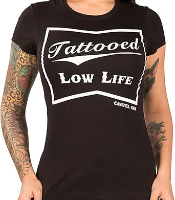 Amazon Com Cartel Ink Tattooed Low Life Women S T Shirt Clothing