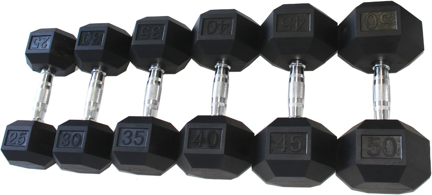 Apollo AthleticsHDRS-5-50 Rubber Dumbbell Set, 5-50 lb