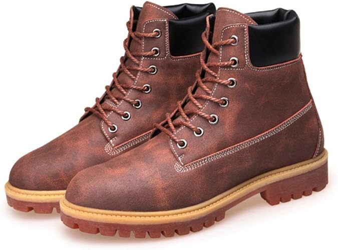 Amazon ジョイジョイ ワークブーツ マーティンブーツ ミドルカット 編み上げ メンズ 秋冬 カジュアル 歩きやすい 革靴 砂漠靴 アウトドア 防水 ユーズド加工 滑り止め おしゃれ ハイカット レトロ 紳士靴 防寒 ショート ブラック Joyjoy ジョイジョイ ローファー