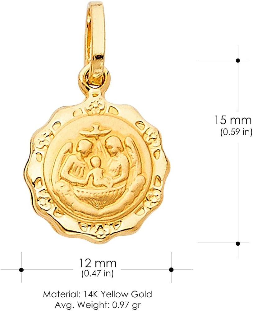14K Yellow Gold Baptism Religious Charm 