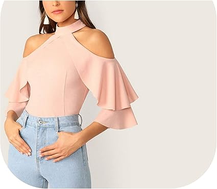 white ruffle halter top