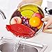 Silicone Snap Strainer with 2 Collapsible Funnels, FineGood Hands-free Clip-on Heat Resistant Colander Pour for Pasta Vegetable Noodles Pot bowl Pan - Red