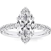 RURULUYA 2CT Solitaire Elongated Marquise Cut Engagement Ring for Women, Simulated Diamond Promise Ring in 925 Sterling Silver