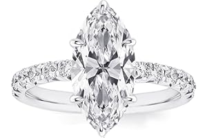 RURULUYA 2CT Solitaire Elongated Marquise Cut Engagement Ring for Women, Simulated Diamond Promise Ring in 925 Sterling Silver