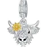 PROESS Sterling Silver/Red Panda/Cow/Highland Cow/Otter/Squirrel/Elephant/Axolotl/Cat/Fox/Bee/Butterfly/Hummingbird/Tiger/Lion/Mokeny/Koala/Dog Charm Animal Charms Bead for Jewelry Making