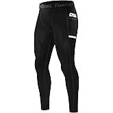 Roadbox Men's Compression Pants Running Tights with Pockets Athletic Leggings Base Layer for Workout Basketball Cycling Sport