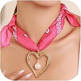 Coiris Scarf Necklace for Women Boho Bandana Ribbon Charm Heart Pendant Summer Beach Necklace Jewelry for Women