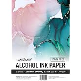 KAMENSKAYA Alcohol Ink Paper - Synthetic Paper Set for Alcohol Inks - 8.3 x 11.7 in, 25 Sheets