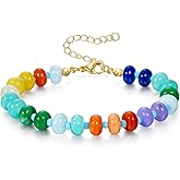 KissYan Beaded Bracelets for Women, Colorful Gemstone Boho Bead Bracelet for Beach, Natural Stone Handmade Summer Jewelry Gifts