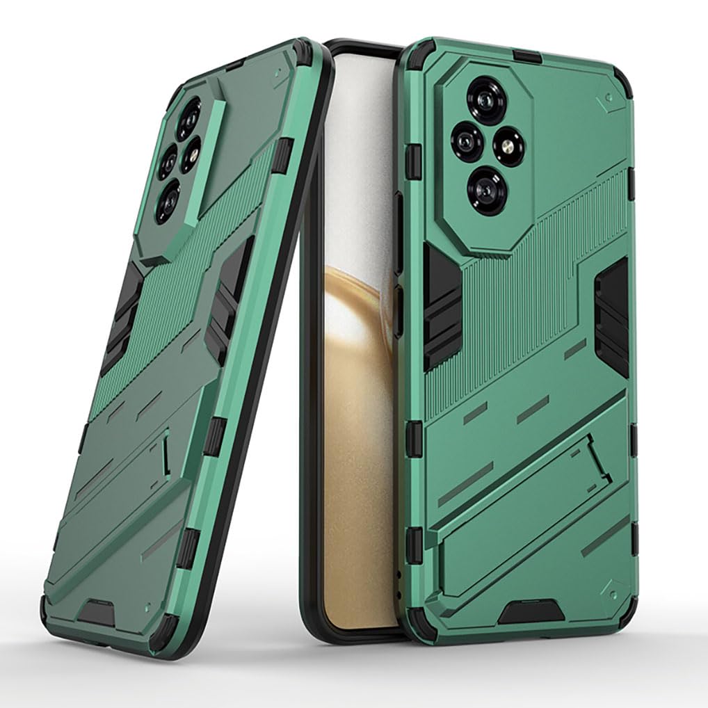 SEAHAI Case for Honor 200 Pro 5G, Ultra-thin Protective Silicone TPU Shockproof Hybrid Hard PC Back Phone Cover, with Foldable Hidden Form Bracket - Green
