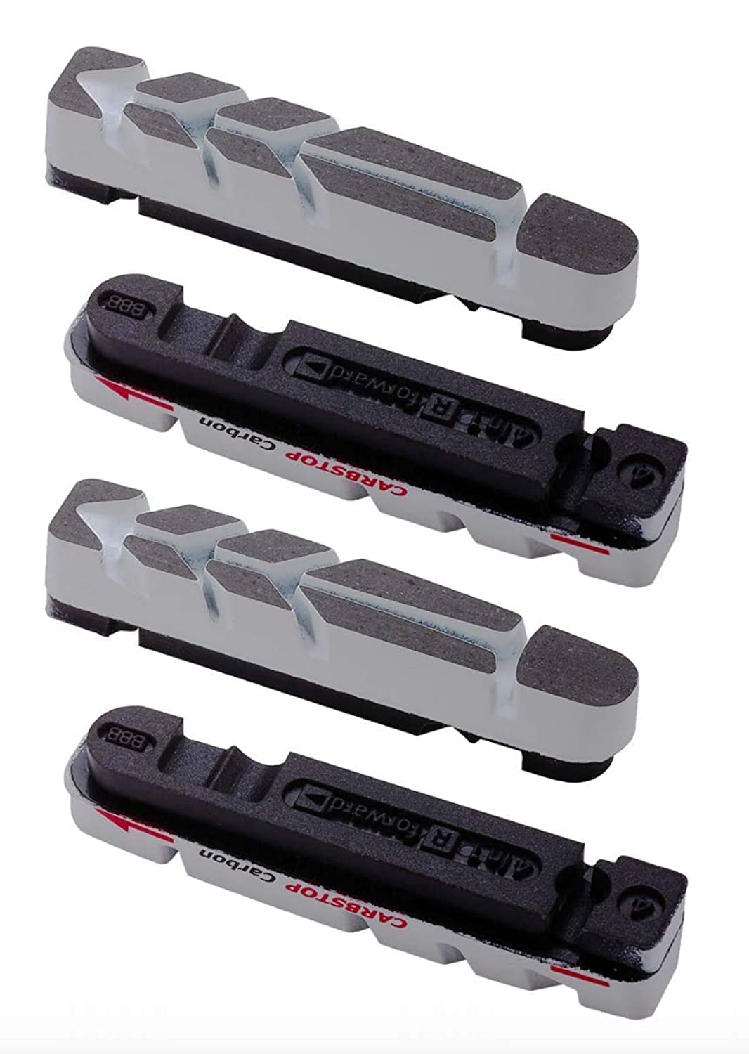 BBB Cycling Unisex's BBS-29 CarbStop High-Performance Bike Brake Shoes, Compatible Cross Stop, BBB TechStop, Shimano, SRAM and Campagnolo Cartridges, 2 Pairs (4 Pieces), One Size