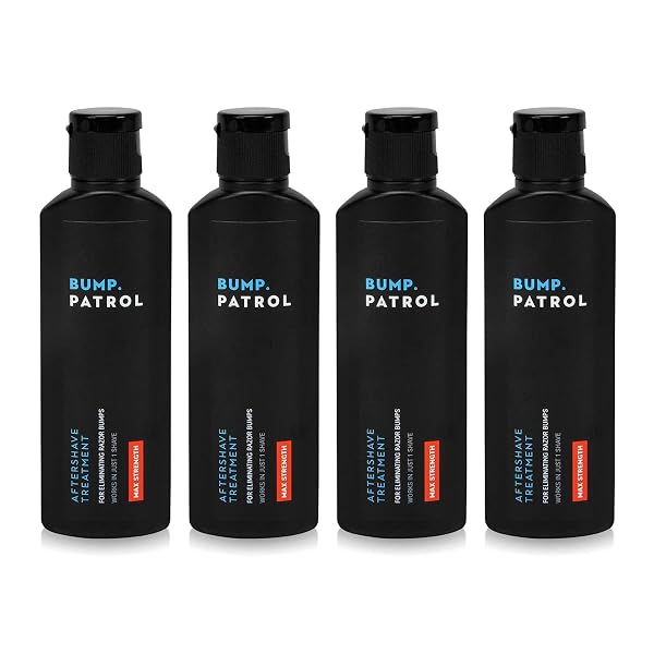 BUMP PATROL MAXIMUM STRENGTH AFTERSHAVE FORMULA – AFTER SHAVE SOLUTION ELIMINATES RAZOR BUMPS AND INGROWN HAIRS – 2 OUNCES 4 PACK