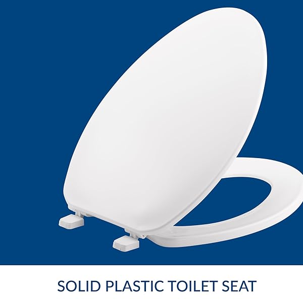 BEMIS 170 DURABLE PLASTIC TOILET SEAT, ELONGATED, WHITE