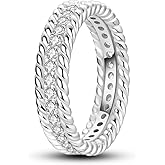 Hapour 925 Sterling Silver Ring for Women, Eternity Gorgeous Rings Stackable Rings for Women Teens Valentine Day Gifts for Her Ring Size 6-9