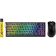 ATTACK SHARK X68 HE Wired Rapid Trigger Mechanical Gaming Keyboard and R1 Mouse with Adjustable Actuation,Coiled Cable,USB C/2.4Ghz Wireless/BT Ultralight 18K DPI Mice for Esport Gamer(Black Contour)