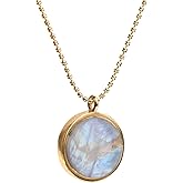 Gempires Gold Plated Coin Disc Pendant Necklace, Locket Pendant Necklace, Fancy Circle Necklace, Lightweight, 18 inch Diamond Ball Chain, Gift for Her