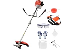 HOVTOIL Gas Weed Wacker 52cc 2 Stroke Oil 2 in 1 Multifunctional Weed Eater, Gas Powered Cordless Trimmer Hedge Pruner Brush Cutter 10 Inch 8500Rpm for Shrubs and Weeds