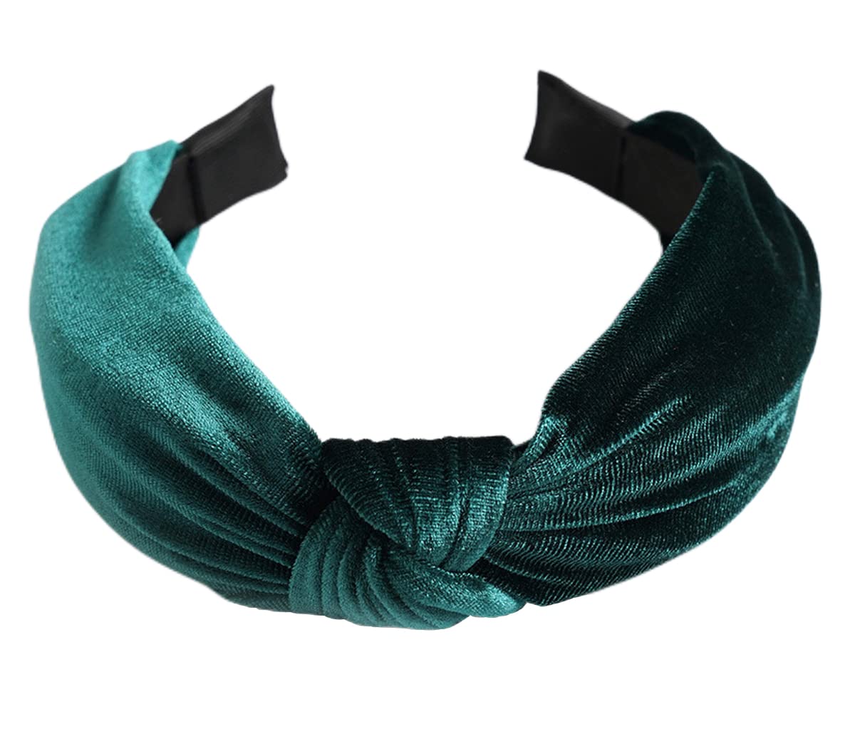 scicent Velvet Headband Women Knotted Alice Band Twist Front Hair Hoops Wide Headdress Fits for Girls Lady Hair Accessories dark green