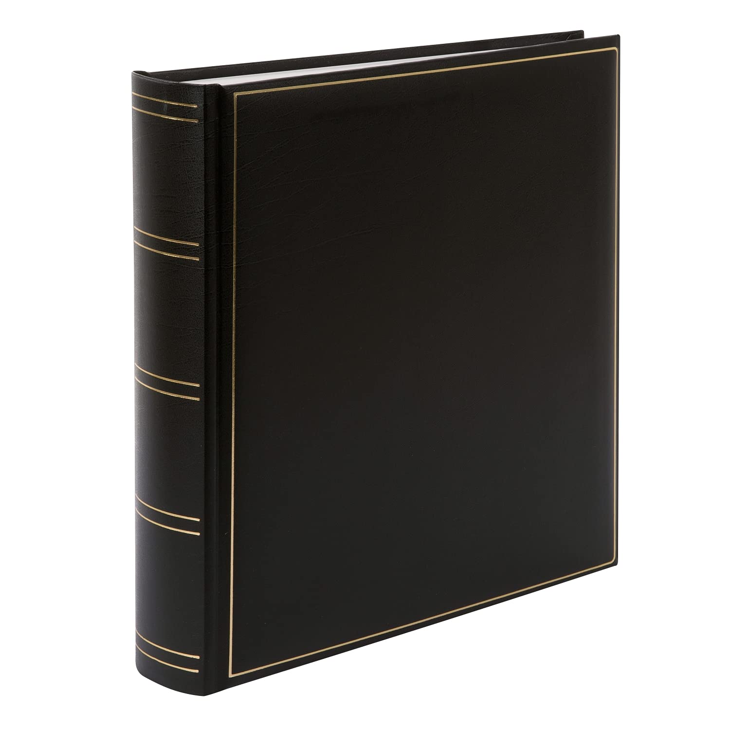 goldbuch 31 385 Photo Album Classic with 100 White Pages and Glassine Dividers, Photo Book with Faux Leather Cover and Gold Embossing, Album for Gluing, Memory Album 30 x 31 x 6 cm, Black