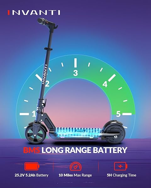 INVANTI KS03 ELECTRIC SCOOTER FOR KIDS AGES 8+, 350W PEAK MOTOR, MAX 12MPH & 10MILES, 7″ SOLID WHEEL, LED LIGHTS & DISPLAY, DOUBLE BRAKING, KIDS ELECTRIC SCOOTER WITH 3 ADJUSTABLE SPEEDS & HEIGHTS