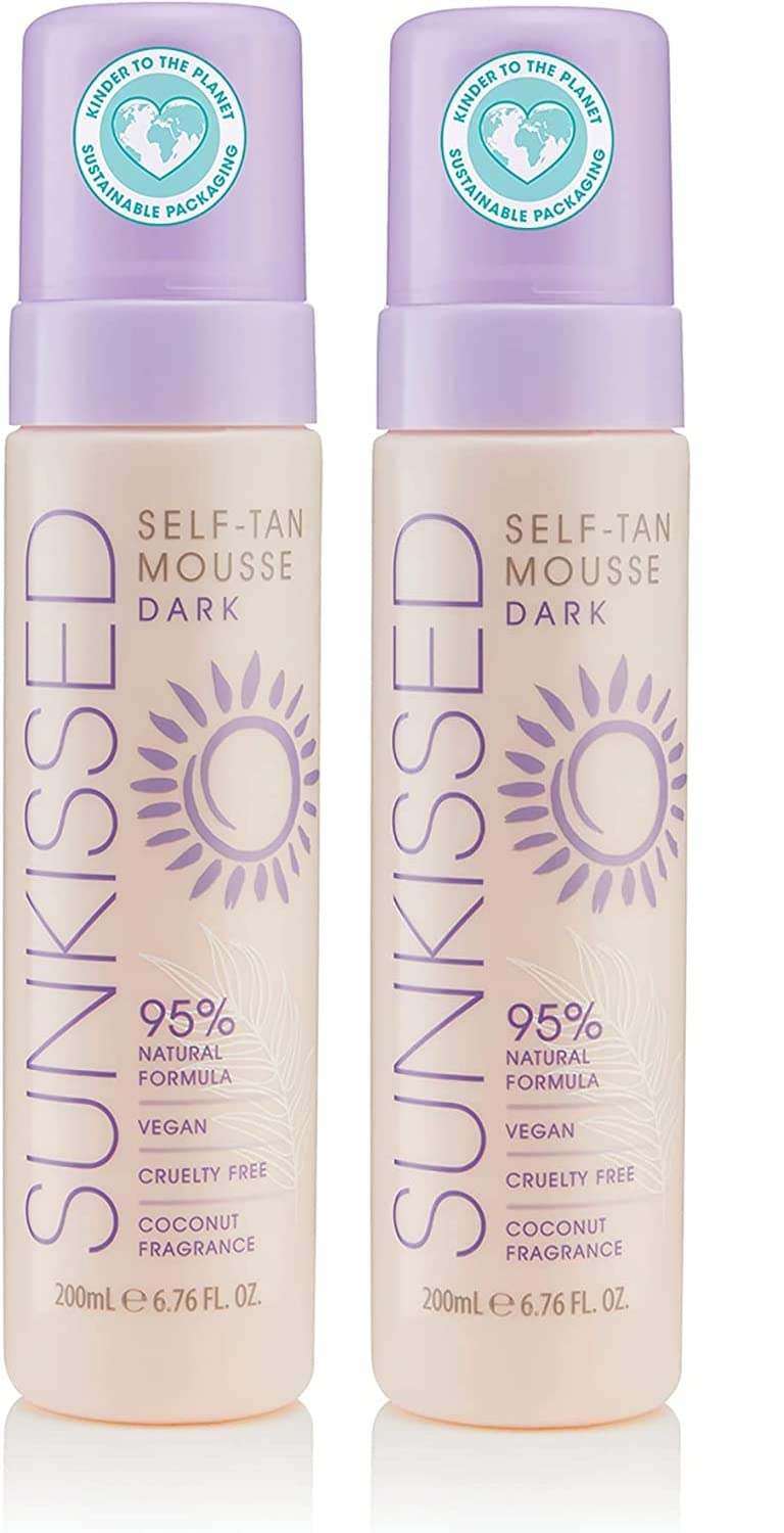 Sunkissed Self Tan Mousse Dark 95 Percent Natural 200ml 2 Pack