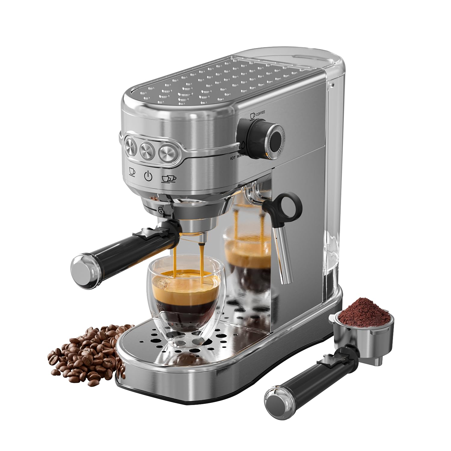 Photo 1 of JZ.CAFE Espresso Machine 20 Bar, Compact Espresso Maker, Stainless Steel Expresso Coffee Machines with Steam Milk Frother & 34oz Removable Water Tank for Home, Cappuccino Machine, Great Gift