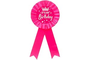 ROE DOLPH Its My Birthday Pin Pink Birthday Girl Pin Tinplate Badge Pin Birthday Ribbon Satin Pin Fabric Happy Birthday Award Ribbon to Wear for Celebration Boy's Birthday Party Decorations