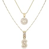 TANTIUE 14K Gold Plated Alphabet Necklace Cubic Zirconia Letter Pendant, Personalized Name Jewelry Gift for Women, Customizable A-Z, Birthday/Mothers Day Gifts for Womens