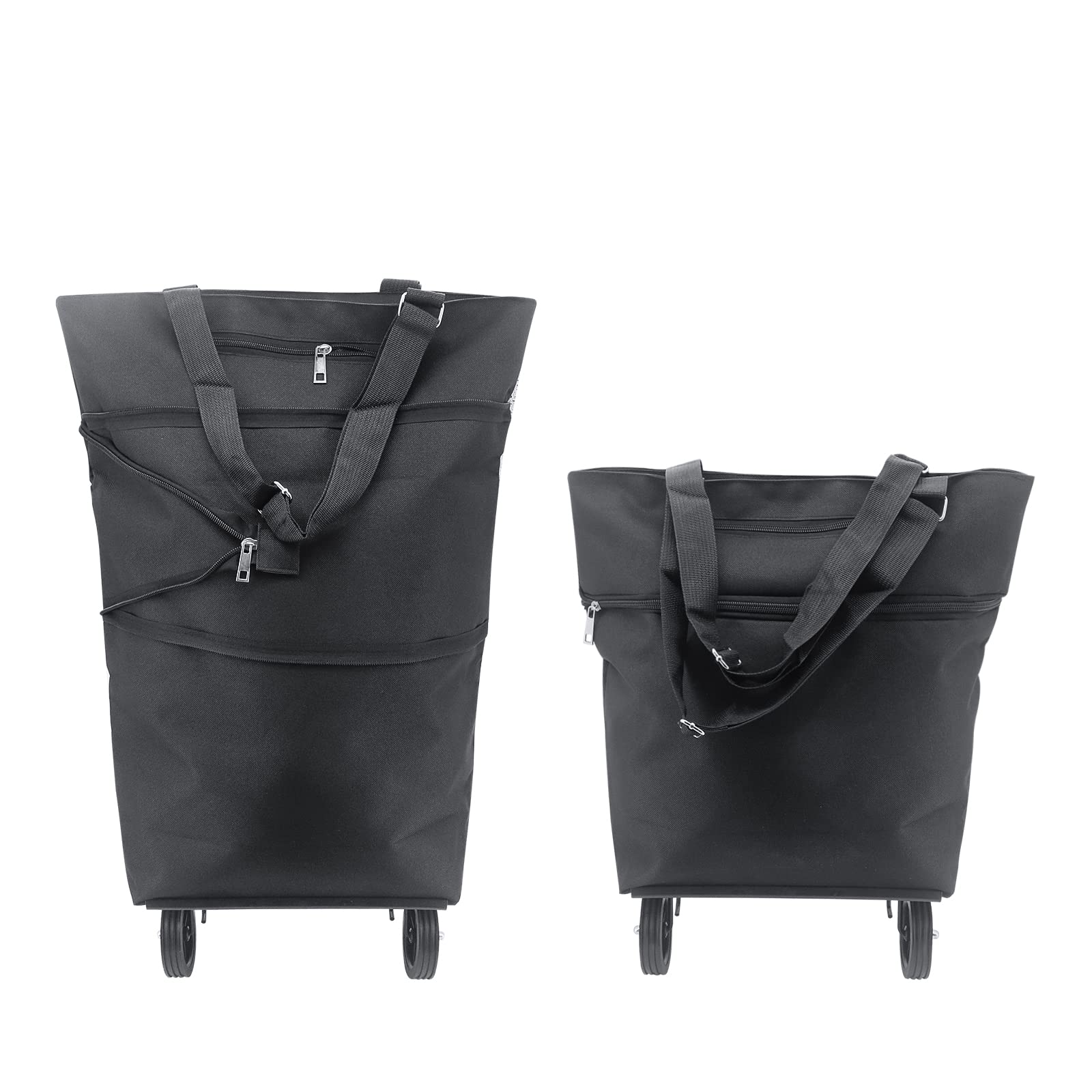 Beowanzk Collapsible Foldable Shopping Trolley on Wheels for Supermarket & Grocery Shopping (Black)