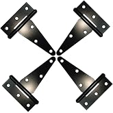 HLMOptimo Heavy Duty Tee Hinge - All Size Black (4 pcs, 4 inch) Rustproof Wrought Iron Shed, Gate, Barn, Fence, Door Hinge