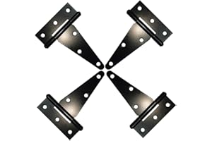 HLMOptimo Heavy Duty T Hinge Tee Hinge T Strap Hinge Shed Hinge Gate Hinge Barn Hinge Fence Hinge Door Hinge Wrought Rustproof All Size Black (4 pcs, 4 inch)