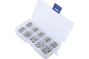 500pcs M2 Flat Head Aluminum Rivets, Solid Rivet Set with Different Sizes for Fastening Metal Wood Plastic,