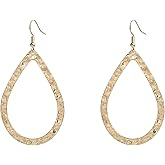 Hammered Textured Teardrop Dangling Earrings for Women, Bohemian Boho Statement Jewelry