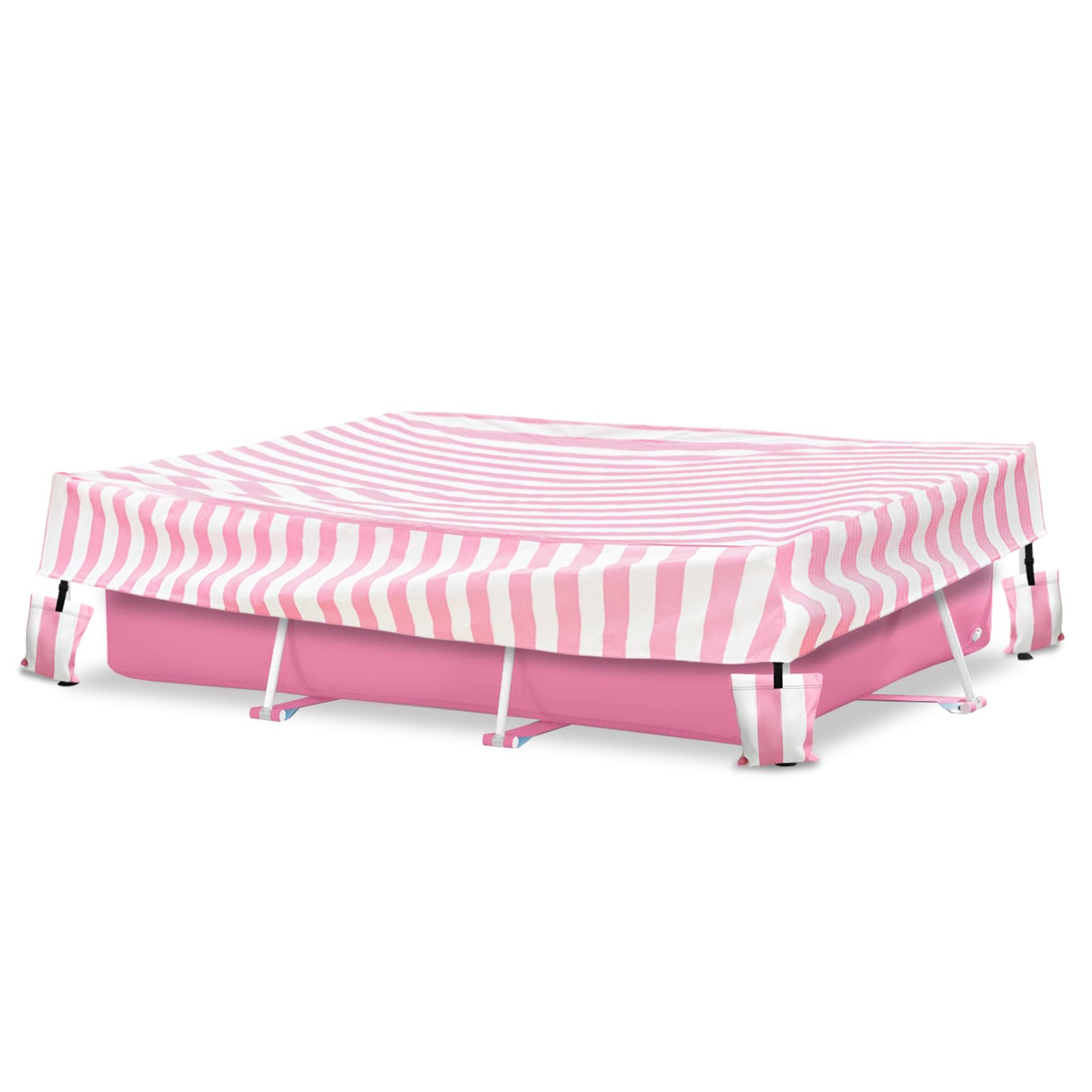 Photo 1 of Sobana Rectangular Pool Cover,Waterproof Covers for 7' x 5' x 24" Rectangular Metal Frame Above Ground Outdoor Swimming Pool,with Tie-Down Ropes & 4 Sandbags,Increase Stability(Cover only,Pink)
