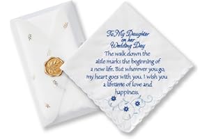 TRULIVA Something Blue for Bride, Mother to Daughter Wedding Gift, Handkerchief for Happy Tears, 12" x 12"