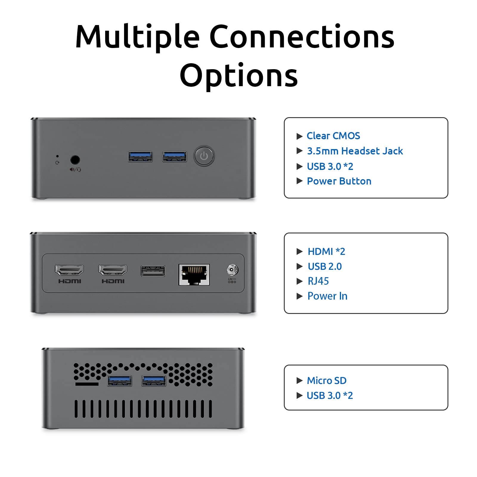 Bmax Mini PC 4-Core N4100 (up to 2.4 GHz) 8GB LPDDR4/256GB SSD 4K 60Hz Mini Desktop Computer Gigabit Ethernet Dual-Band Wi-Fi BT 5.0 HDMI 2.0 Micro Pc Mini Computer