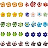 Cheriswelry 300Pcs Millefiori Lampwork Glass Beads Flat Flower Glass Beads Millefiori Loose Spacer Beads 4-7.2mm for DIY Necklace Bracelet Earring Jewelry Making Handmade Crafts